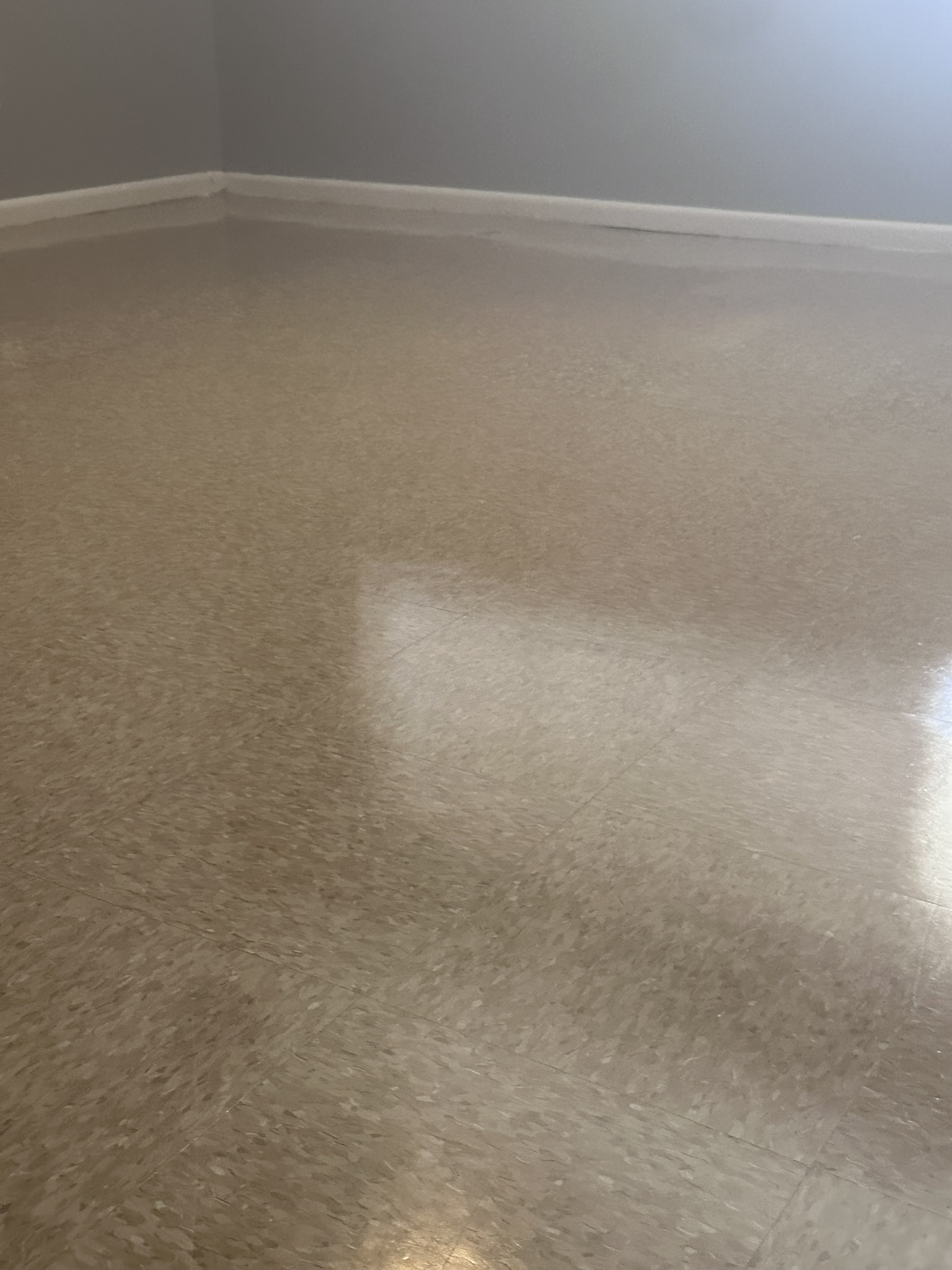 Dull VCT floor before strip and wax rental turnover service